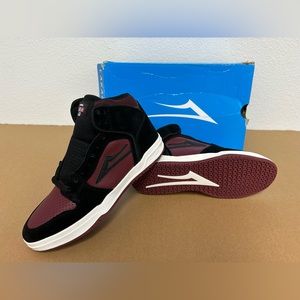 NEW! Lakai Skateboard Shoes Sneakers Telford Black/Burgundy Suede Size 6